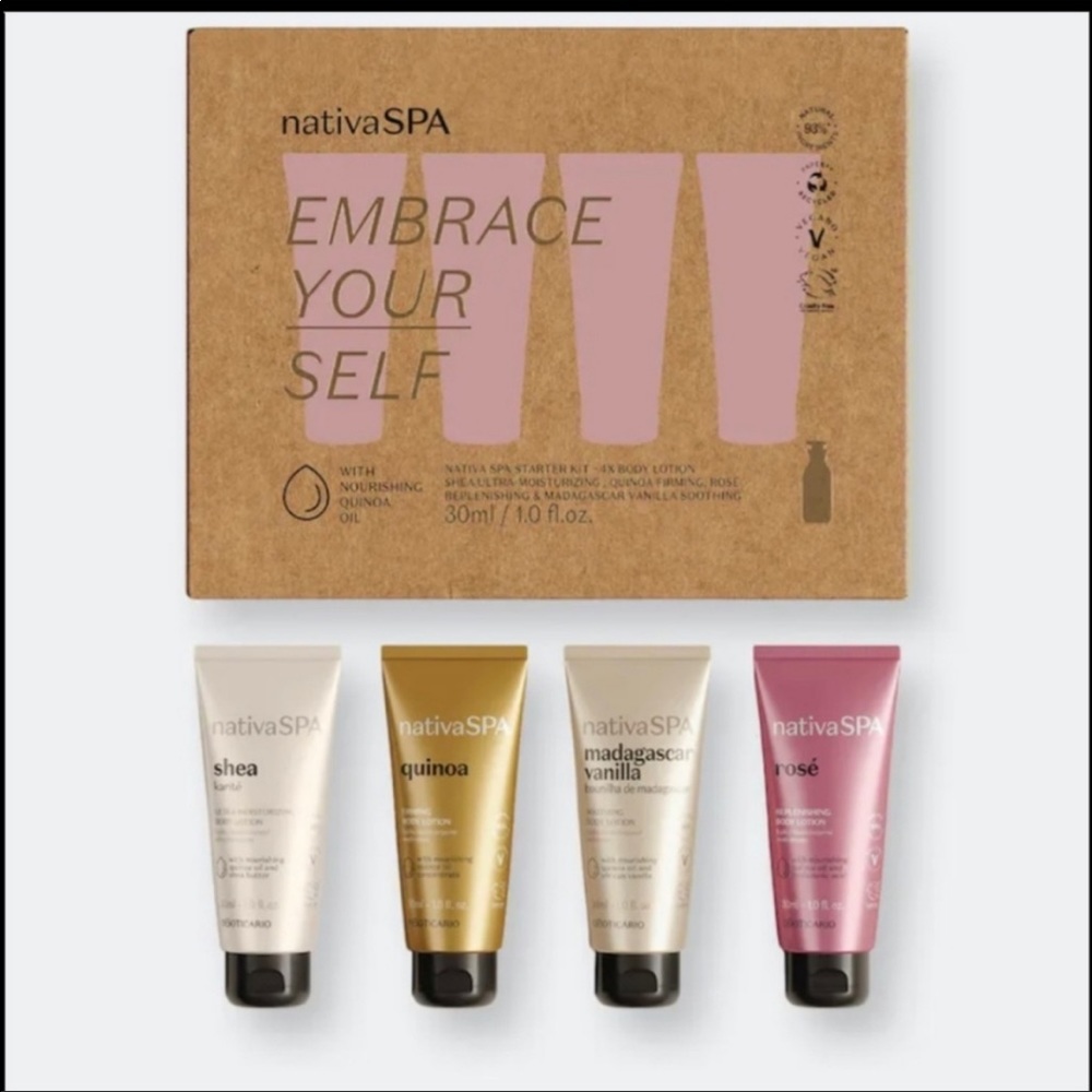 NWT nativaSPA Embrace Yourself Starter Set 4x Body Lotion with Nourishing Oil